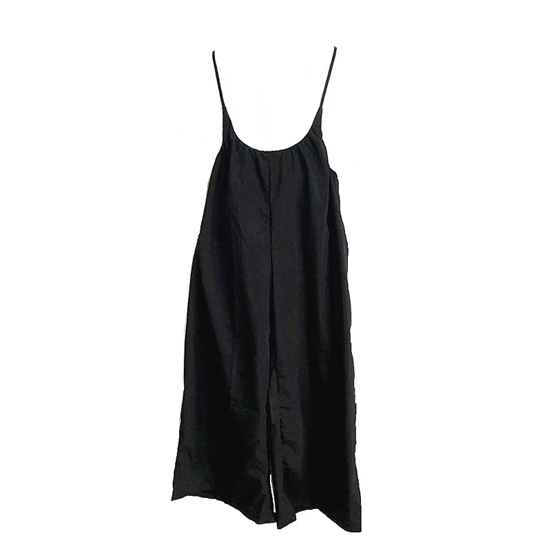 

Women cotton linen one-piece suspender wide-leg pants