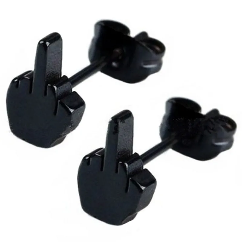 1 пара модные черные сережки из нержавеющей стали Сережки для мужчин и женщин