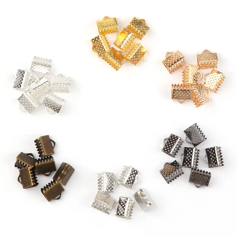 16 мм Обжимные бусины бухта застежки концевые крышки шнура ленты Кожаный Зажим