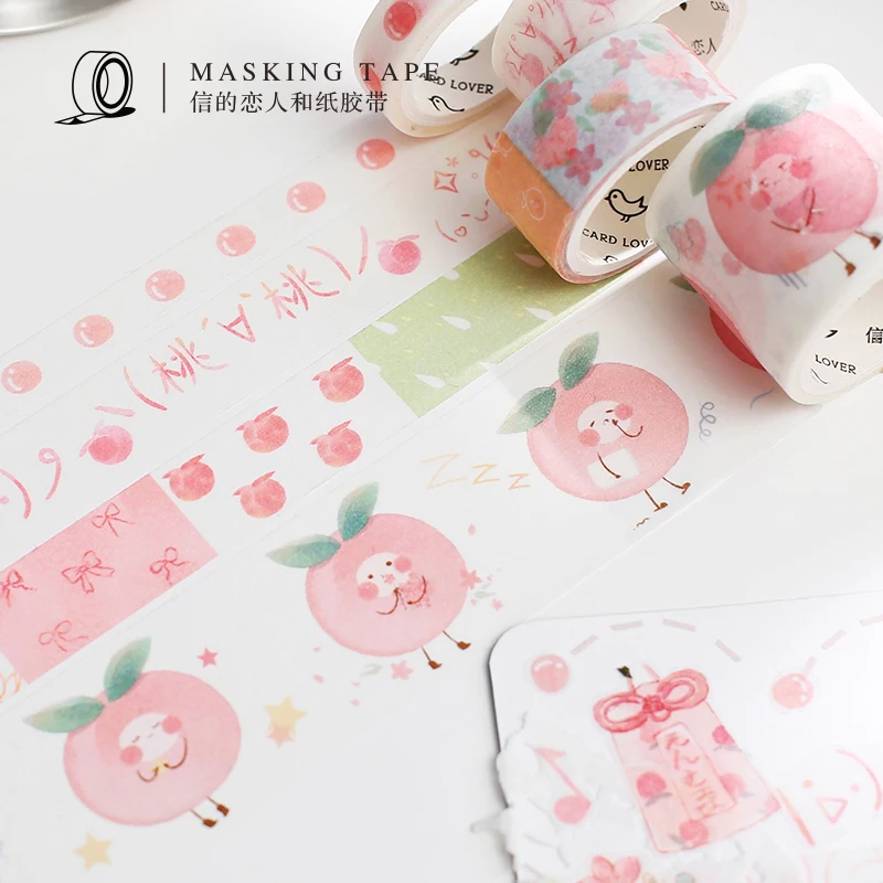 4 рулона/набор Сладкая персиковая лента для декорации Washi DIY планировщик
