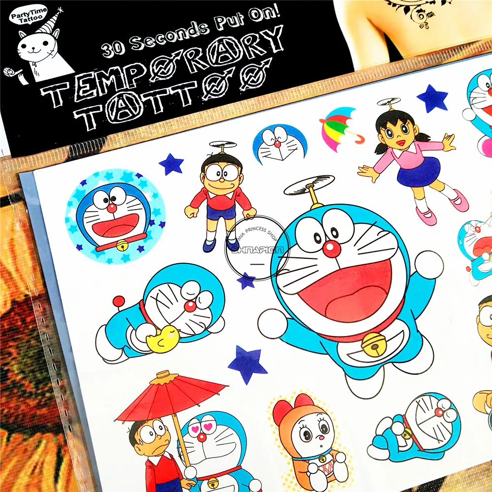SHNAPIGN Doraemon Cat временная татуировка для детей боди арт флеш наклейка s 17*10 см