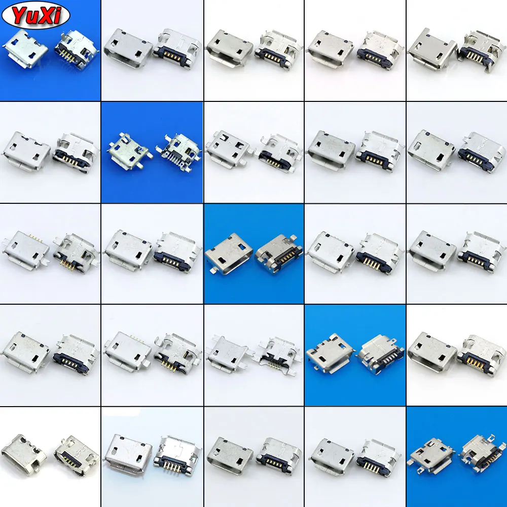 YuXi 10 шт. каждая для 25 моделей Micro USB 5Pin jack Хвостовая Розетка micro usb разъем порт sockect