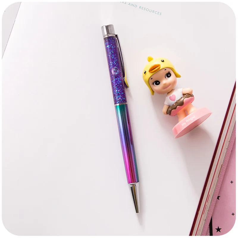 

DUGUO cute stationery Korea creative colorful metal ballpoint pen student supplies small fresh oil pen ball pen kawaii supplies