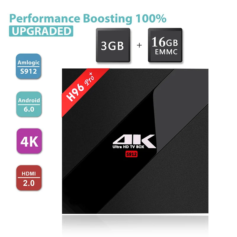 ТВ приставка H96 PRO + Amlogic S912 8 ядер 3 16 ГБ Android 6 0 Wi Fi bt4.0 2 4/5 ГГц H.265 4K|set top box converter|set oemset
