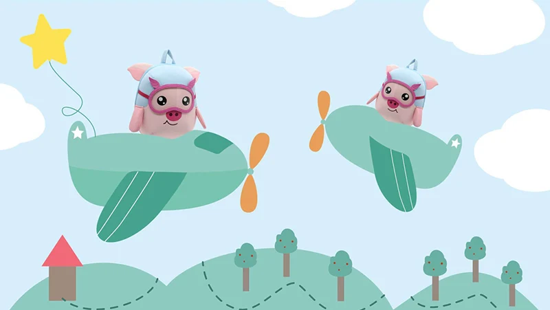 NOHOO школьная сумка 3D мультфильм водонепроницаемый детский рюкзак пилот свинья детский сад школьная сумка высокого качества для девочек от 2 до 6 лет