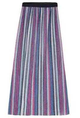 С металлическими блестками Lurex Stripe плиссированная юбка миди Винтаж блесток
