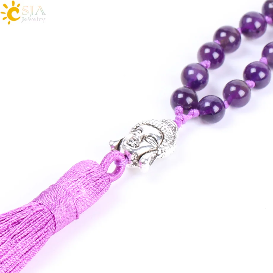 Ожерелье с кисточками CSJA из натурального аметилового фиолетового кристалла