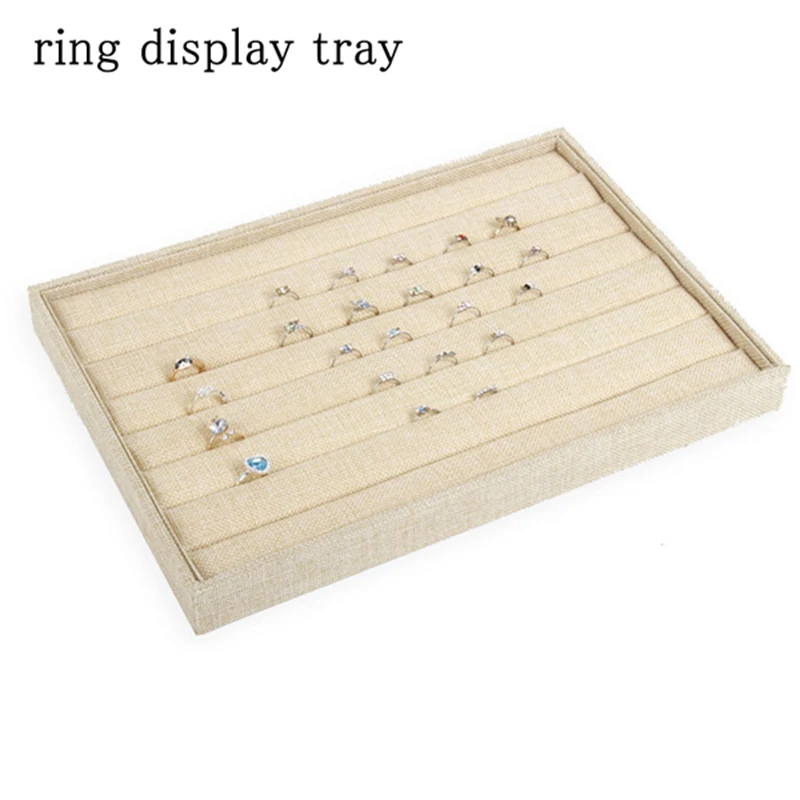 Ring Display Tray Лотки для ювелирных изделий, держатель для ювелирных изделий, льняное кольцо, браслет, серьги, ожерелье, подвеска, подставка для ювелирных изделий, коробка для хранения, органайзер, подставка - Цвет: Ring Display Tray