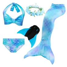 3Pieces Girls Mermaid Tails For Swimming Costume Kid Zeemeerminstaart Cola De Sirena Cauda De Sereia Cosplay Costumes Mermaid