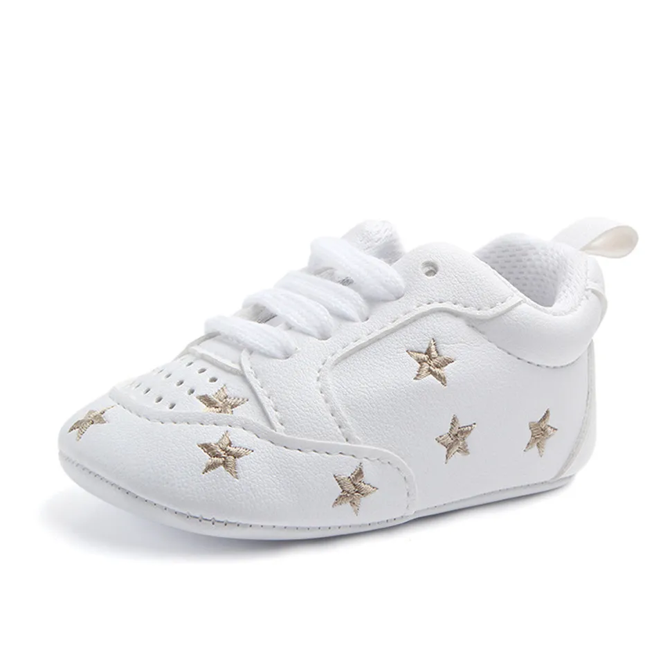 Обувь для новорожденных; обувь для малышей с принтом звезды; обувь для малышей из искусственной кожи на мягкой подошве; кроссовки для маленьких мальчиков и девочек; обувь для малышей