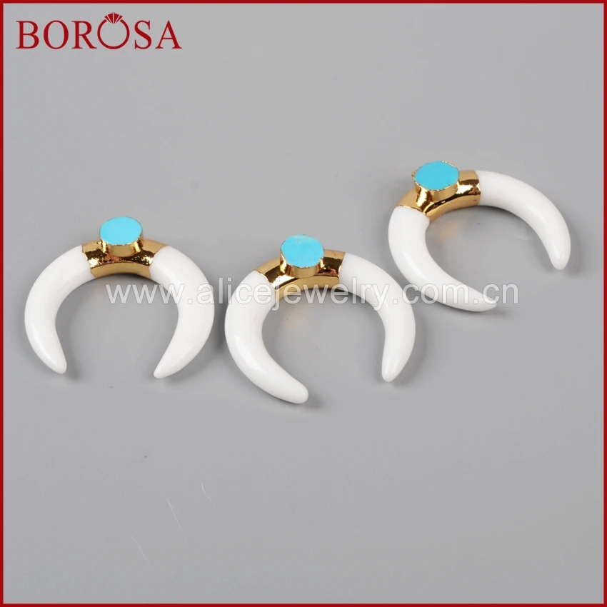 BOROSA оптовая продажа цена золотой цвет белый кристалл полумесяц двойная подвеска