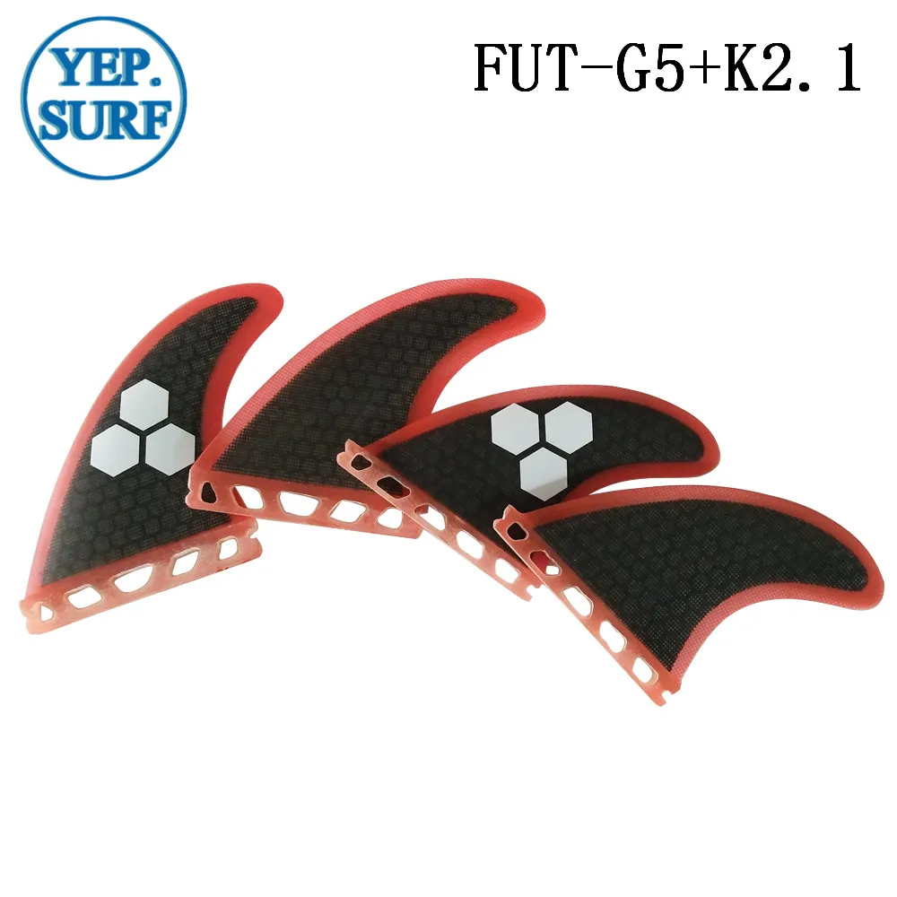 4 шт Future Quad Fin G5+ K2.1 Honeycomb Surf Fin черный и красный с логотипом плавник для серфинга, Future Quihas в серфинге