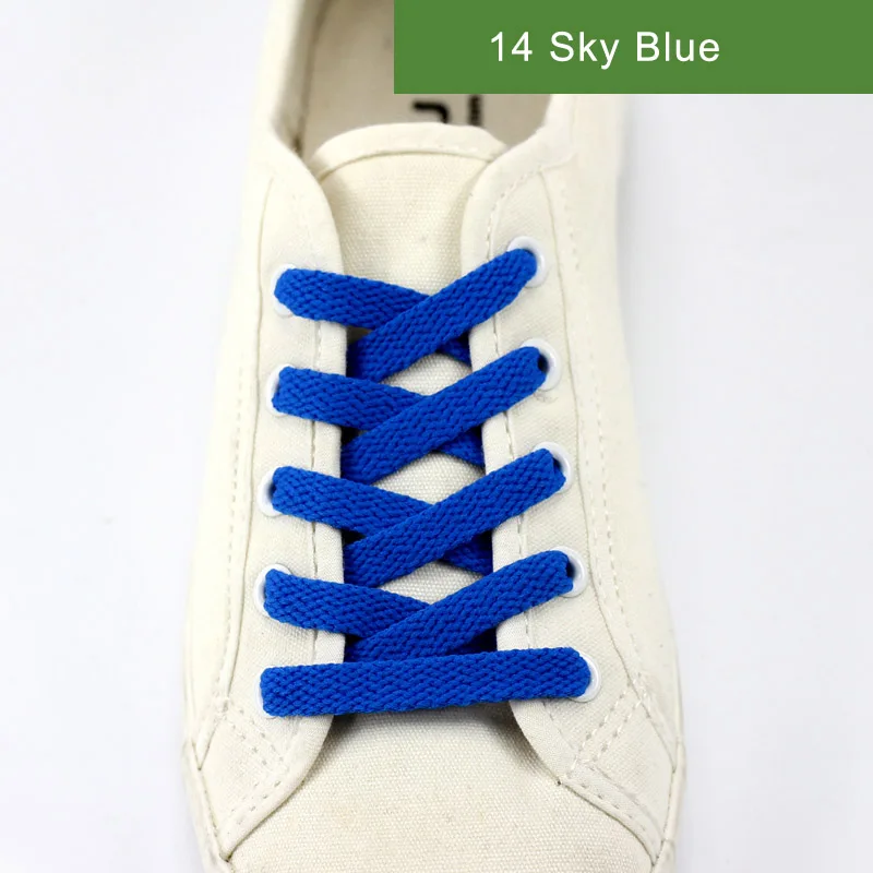 14 Sky Blue Новинка, 1 пара шнурков, плоские цветные светодиодные шнурки для обуви, модная парусиновая обувь, цветные шнурки для мальчиков и девочек, длина шнурка: 60-200 см - Цвет: 14 Sky Blue