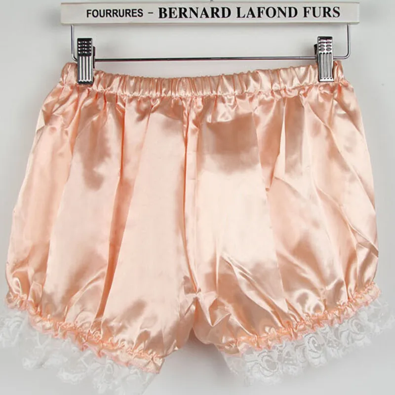 Женские атласные шорты с высокой талией однотонные кружевные вырезами