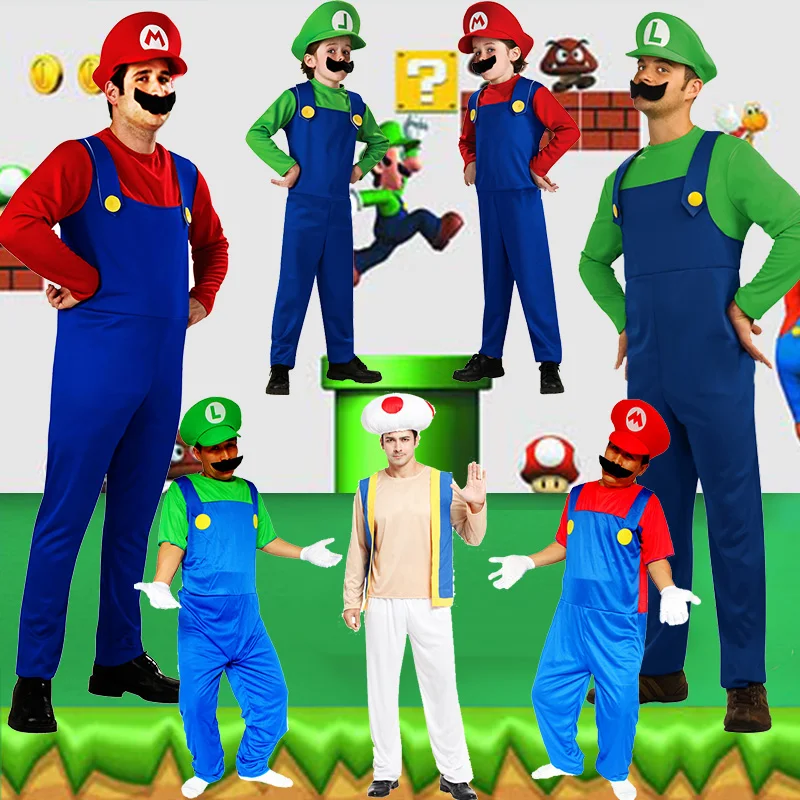 Костюмы super mario bros для взрослых и братьев Луиджи костюмы на Хэллоуин женщин