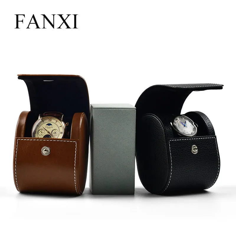 

Oirlv Watch Bag Black PU leather Wrist Watch Case With Zipper Travel Portable Jewelry Box Two Layer of Cowhide Watch Organizer