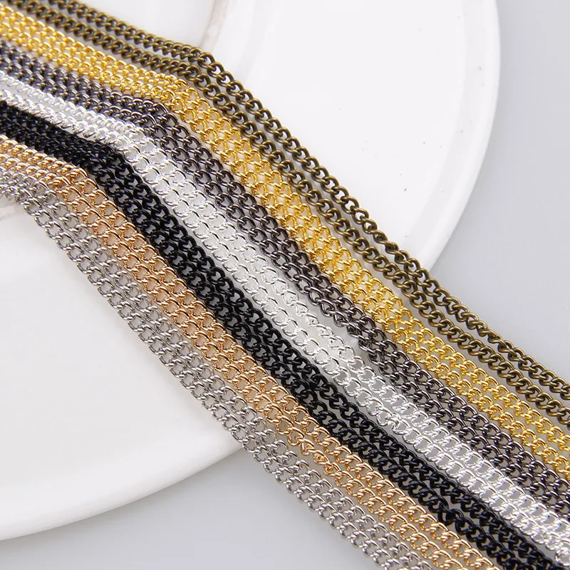 

1x2.2x2mm Metal Necklace Chain 7Colors 5m/lot Bulk Fit Bracelets Findings Metal Link Chain For Jewelry Accessories
