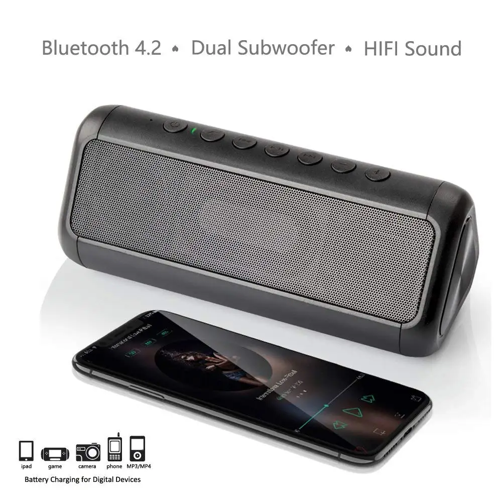30 часов воспроизведения 12 Вт портативный динамик бас Bluetooth солнечной энергии