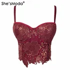 She'sModa позолоченная Вышивка Кружева Пуш-Ап женское Бюстье корсет Свадебная вечеринка укороченный Топ жилет размера плюс
