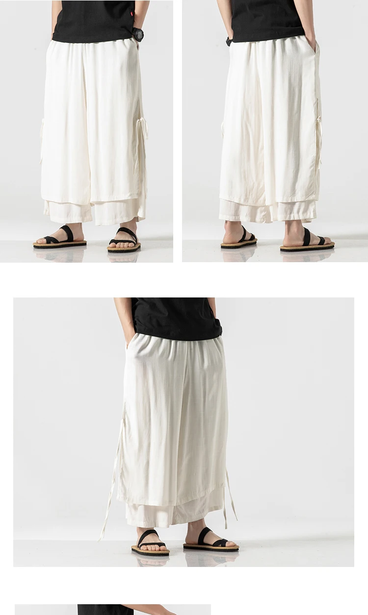 Sinicism Store, мужские широкие брюки, летняя одежда, хлопок, лен, свободные, мужской ханьфу, китайский стиль, мужские длинные штаны, 3XL
