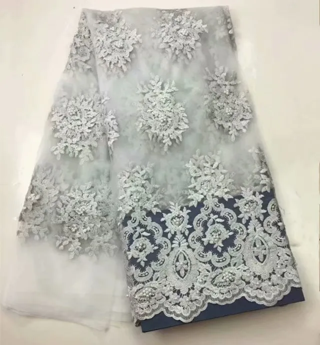 Высококачественная розовая нигерийская кружевная ткань хиджаб украшенный