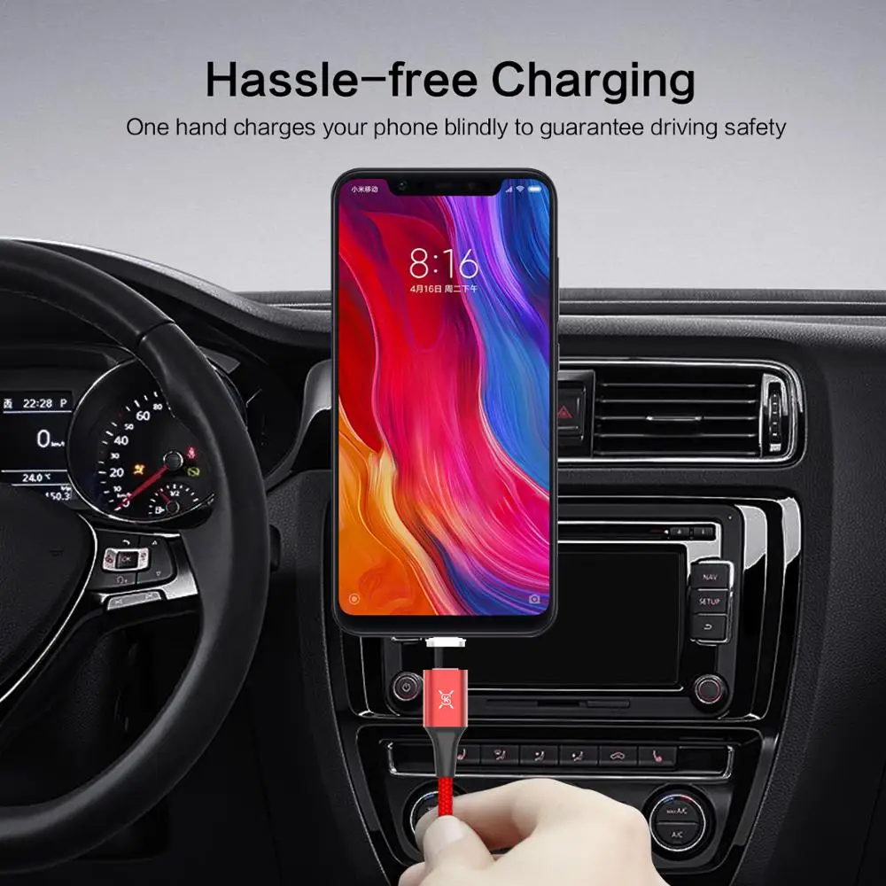 SIKAI 3A Магнитный зарядный кабель Micro USB C 3 в 1 для iPhone магнитный Android быстрой зарядки