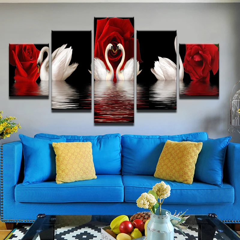 5 шт. картины на холсте с изображением цветов розы любви гуся|picture for living room|modern