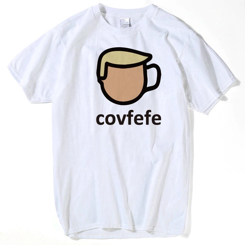 Новые Covfefe Дональд Трамп Для мужчин футболки Qulaity футболка Homme более конструкции