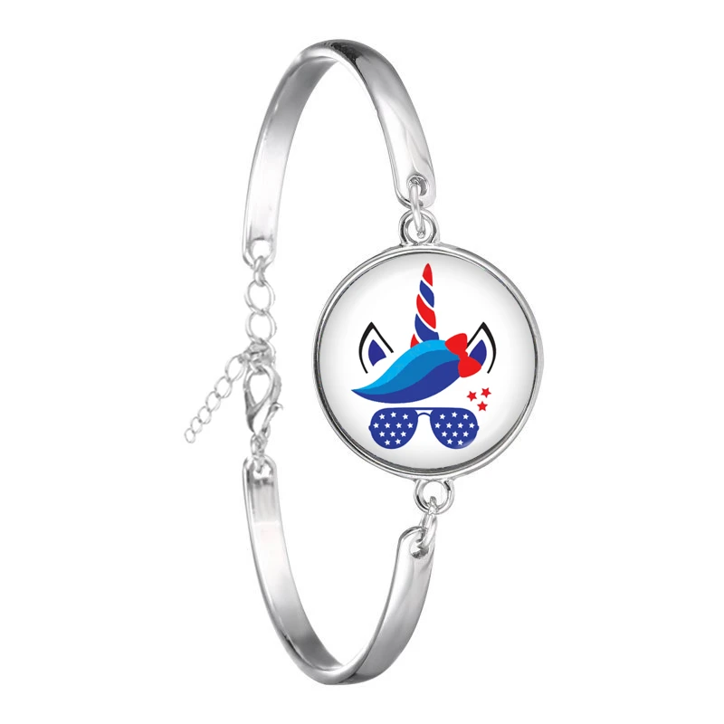 Браслет с единорогом 4 июля, патриотические браслеты, новые детские ювелирные изделия с мультяшными животными, День Независимости, памятный день США