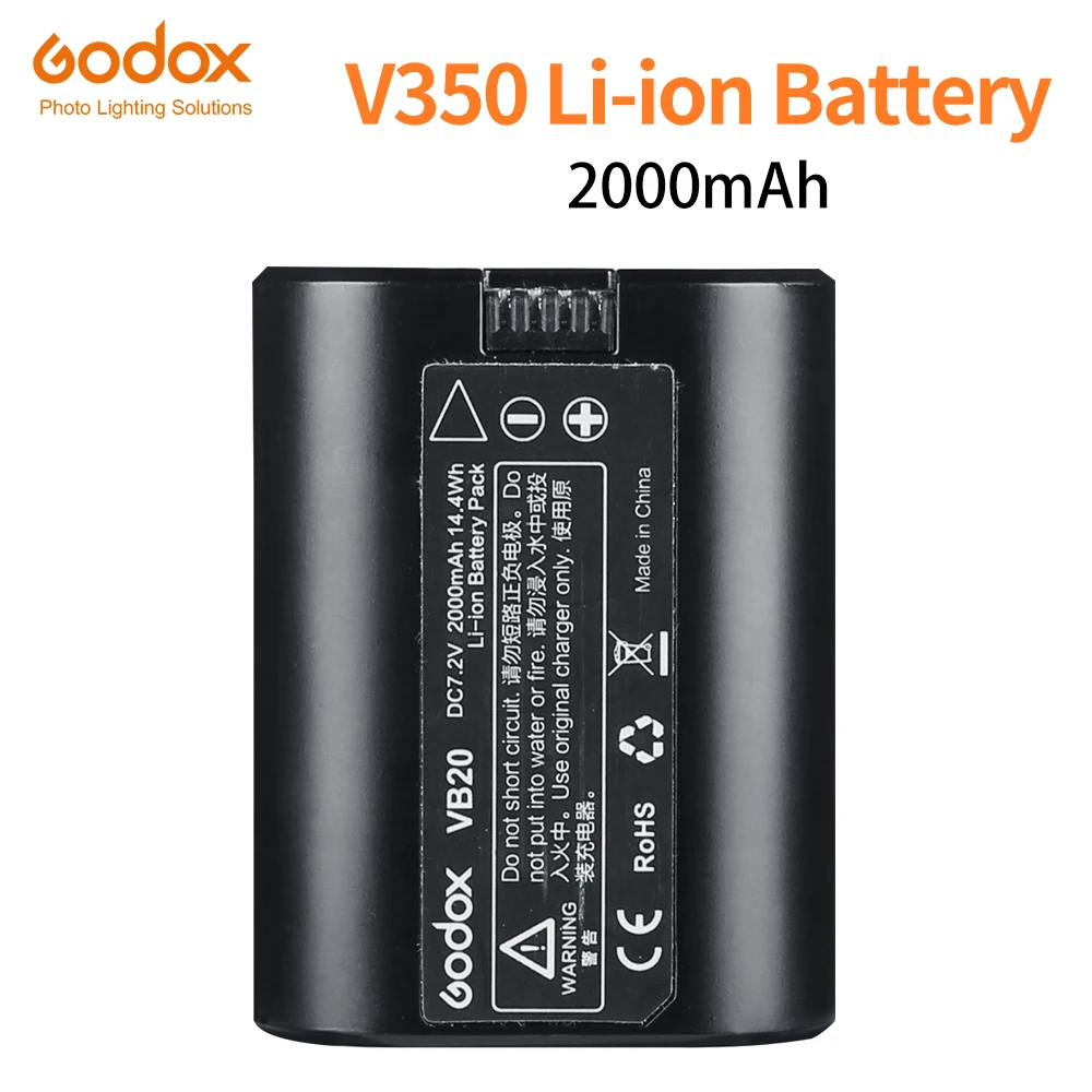 Литий ионный аккумулятор Godox V350 Speedlite литий VB20 DC 7 2 в 2000 мАч для V350N 350 S V350F V350O (одна