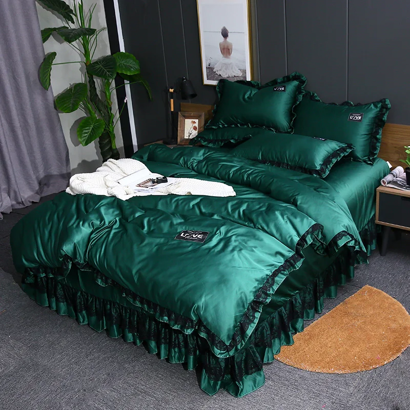 Атласные комплекты постельного белья 3 4 шт. постельное белье в стиле принцессы