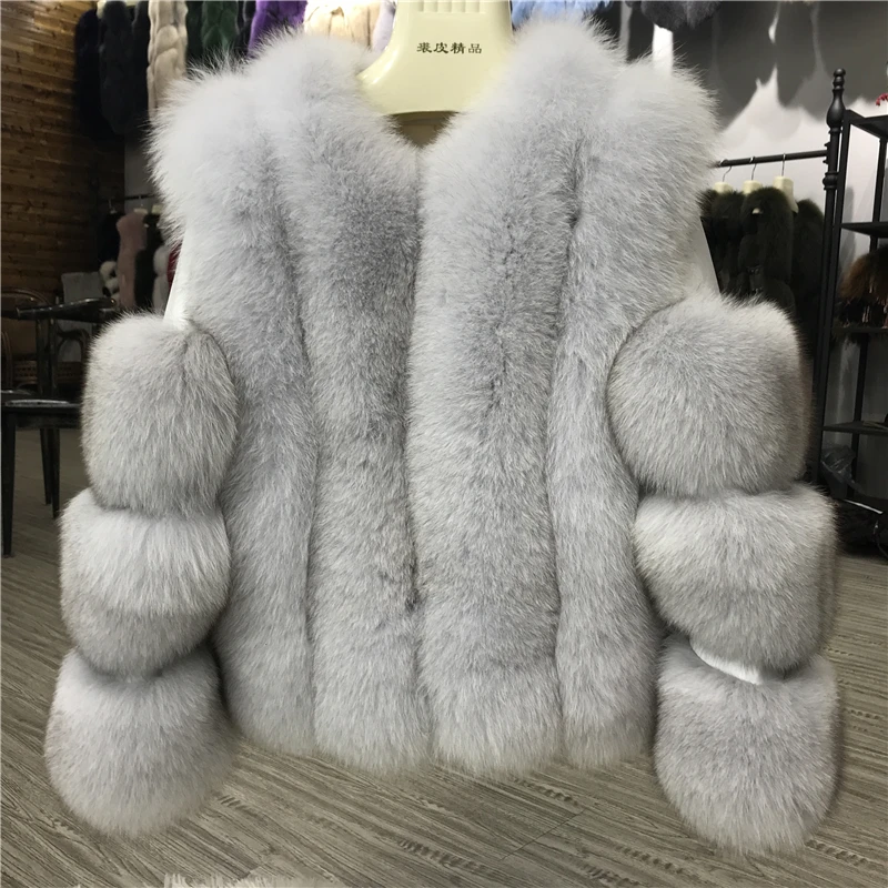 Женское теплое пальто из натурального Лисьего меха короткая тонкая зимняя куртка из натурального меха Новая модная верхняя одежда роскошное пальто из натурального Лисьего меха