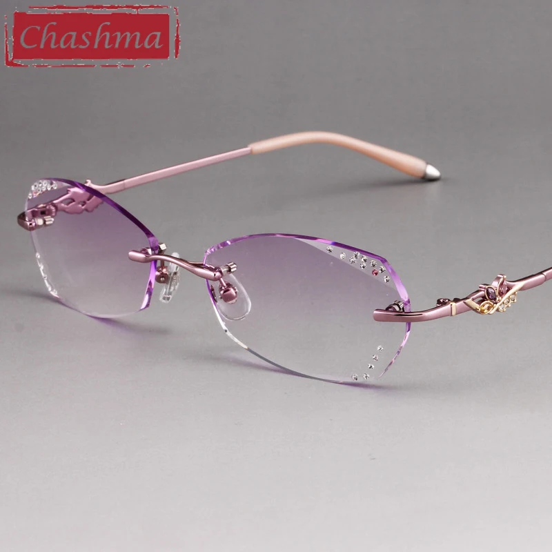 Женские дизайнерские очки Chashma без оправы с прозрачными каменными линзами по