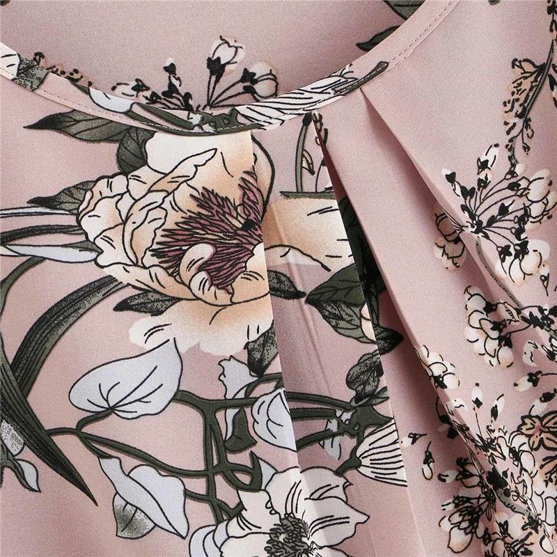 Dotfashion, контрастная кружевная Цветочная блузка с манжетами для женщин, с рукавом-крылышком, Boho, Женские топы и блузки,, плиссированные детали, летняя блузка