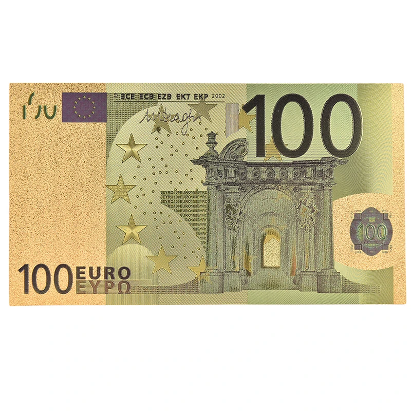7 шт./лот 5 10 20 50 100 200 500 EUR золотые банкноты в центре сообщений в течение 24K Gold поддельные бумажные деньги для сбора Банкноты евро наборы для ухода за кожей