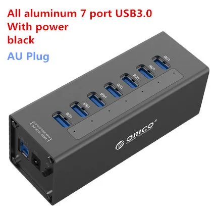 AU Plug ORICO A3H7 A3H10 A3H4 алюминиевый стул с высокой скорости USB3.0 разветвитель 7-портовый USB3.0HUB компьютер концентратор с портом питания 4-портовый 10-портовый концентратор usb - Цвет: AU Plug