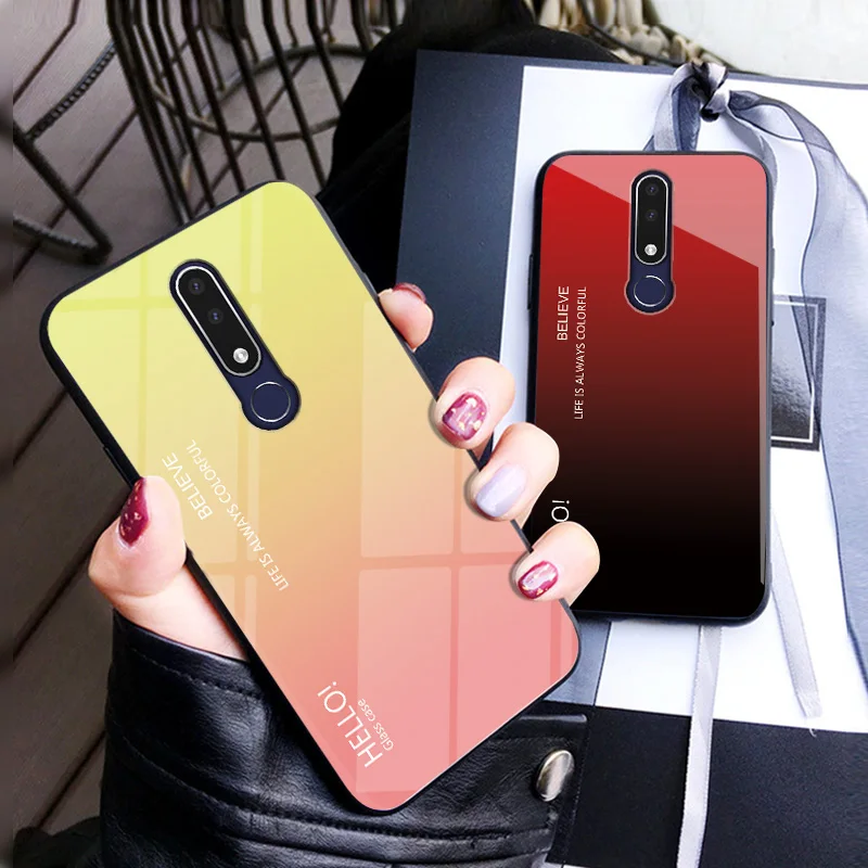 Градиентный чехол из закаленного стекла для телефона Nokia X6 X7 X71 разноцветный 7 1 4 2 3