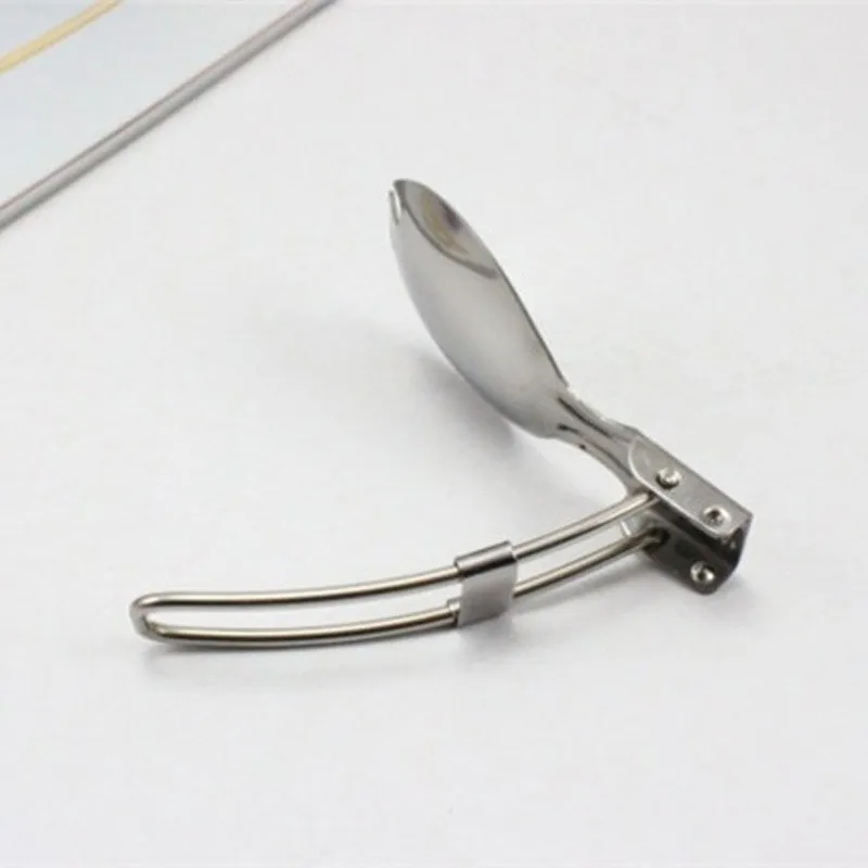 1 шт. складные ложка и вилка Нержавеющая сталь Открытый Кемпинг Пеший Туризм