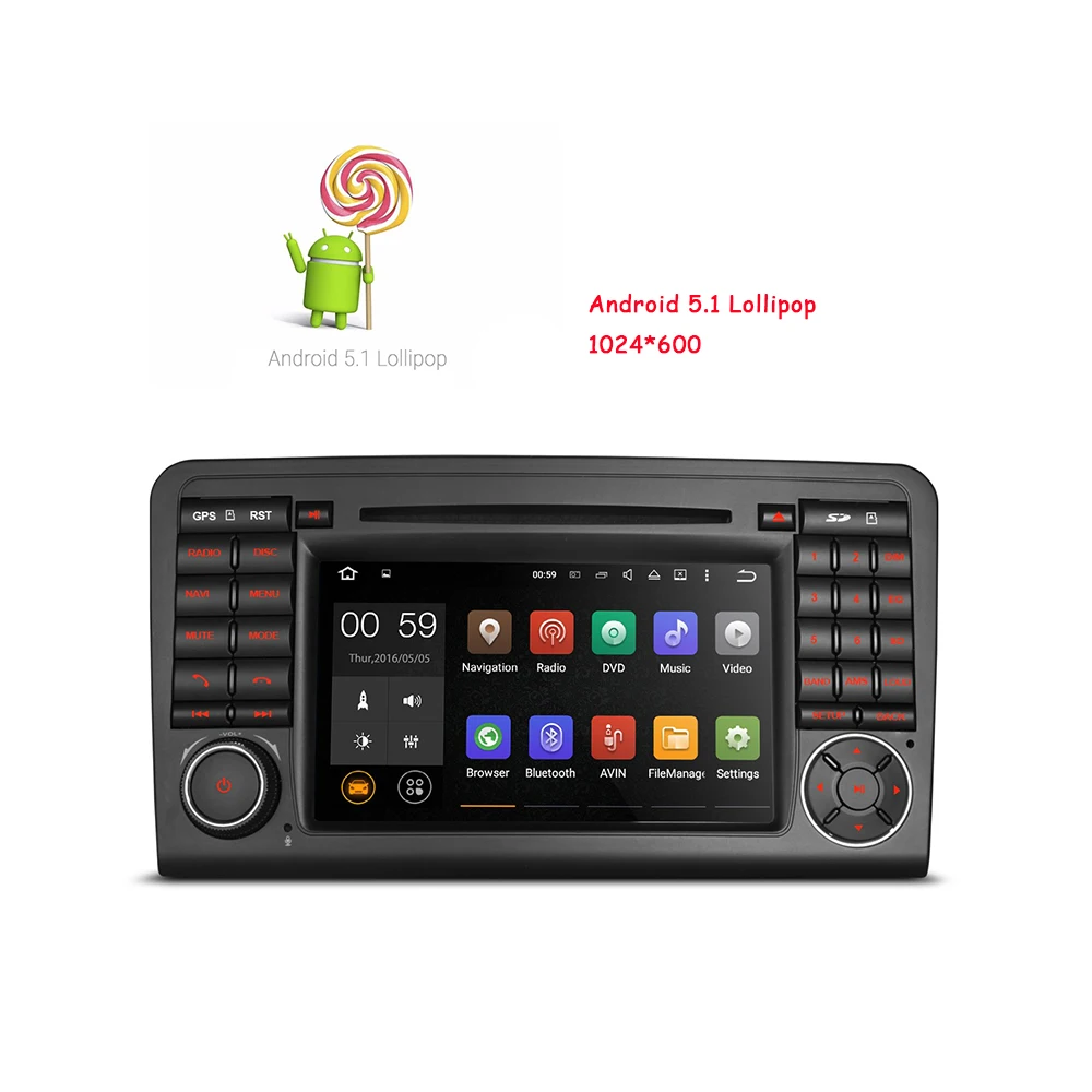 Подходит для Mercedes Benz Ml Класс W164 GL Class X164 Android 5.1 OS Quad Core 1024*600 HD Сенсорный Экран В Тире