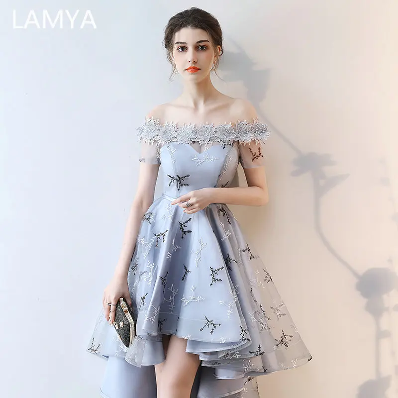 LAMYA/платье для выпускного вечера с вышивкой, короткое спереди и сзади, длинное платье с хвостом, вечернее платье для банкета, официальное вечернее платье размера плюс, элегантные платья