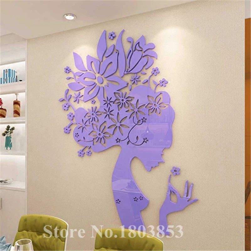 Креативные DIY принцесса цветок девушка 3D стикер акриловый стерео домашний декор