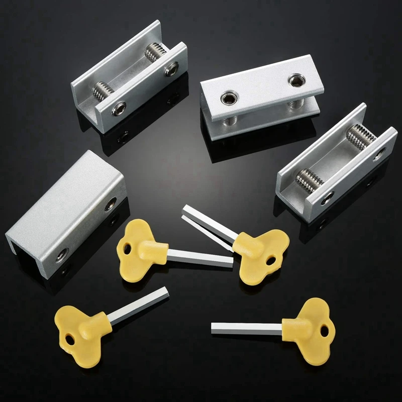 Adjustable Sliding Window Locks Aluminum Alloy Door Frame Security with Key for Home and Office (Double-Locks 4p | Обустройство дома