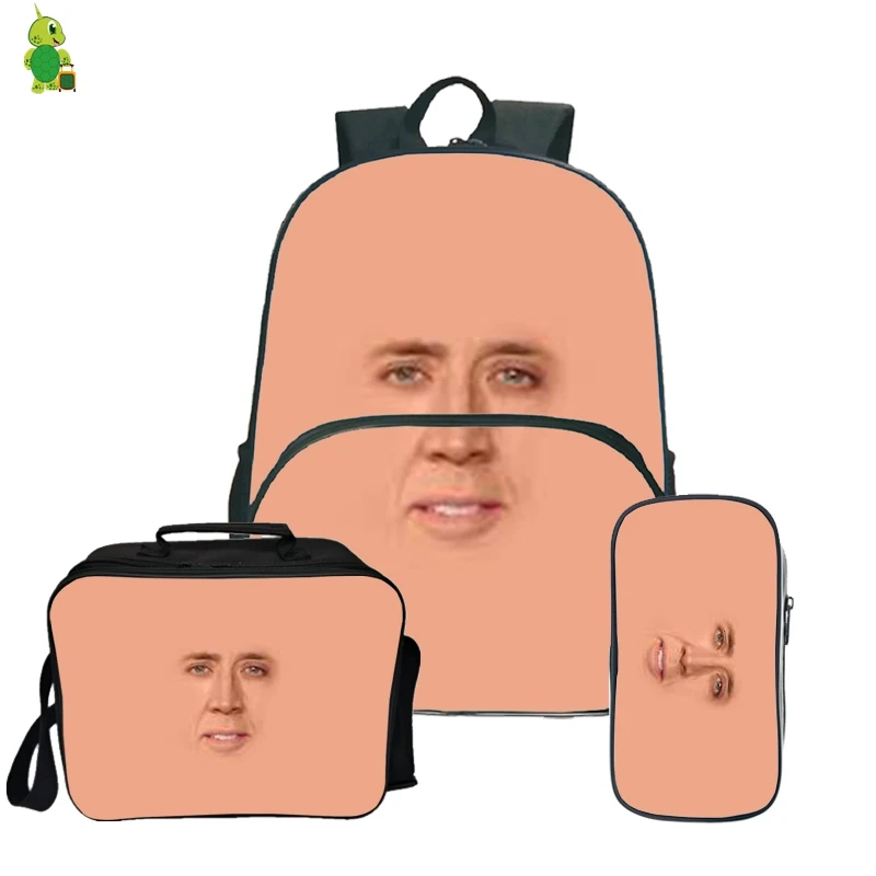 Nicolas Cage Face 16 дюймов школьные рюкзаки для подростков мальчиков и девочек рюкзак