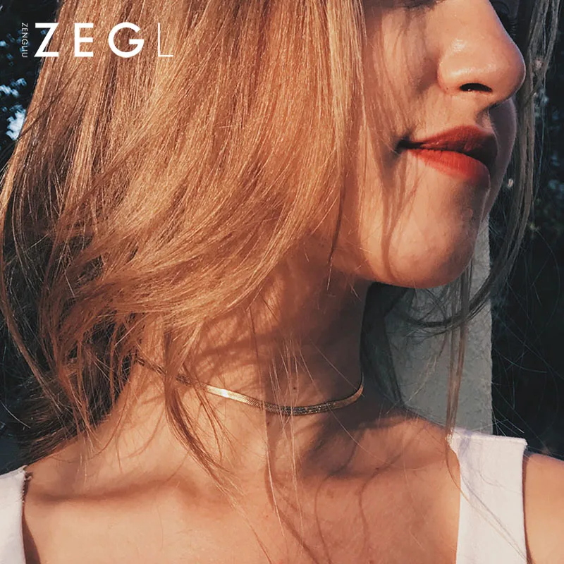 ZEGL snake bone necklace female short paragraph choker clavicle chain simple neck collar jewelry | Украшения и аксессуары