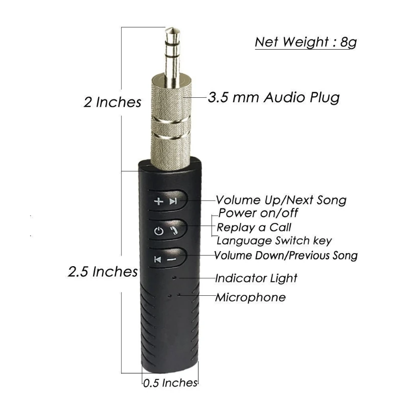 3 5 мм музыкальный Bluetooth приемник автомобильный комплект аудио адаптер AUX Hands free