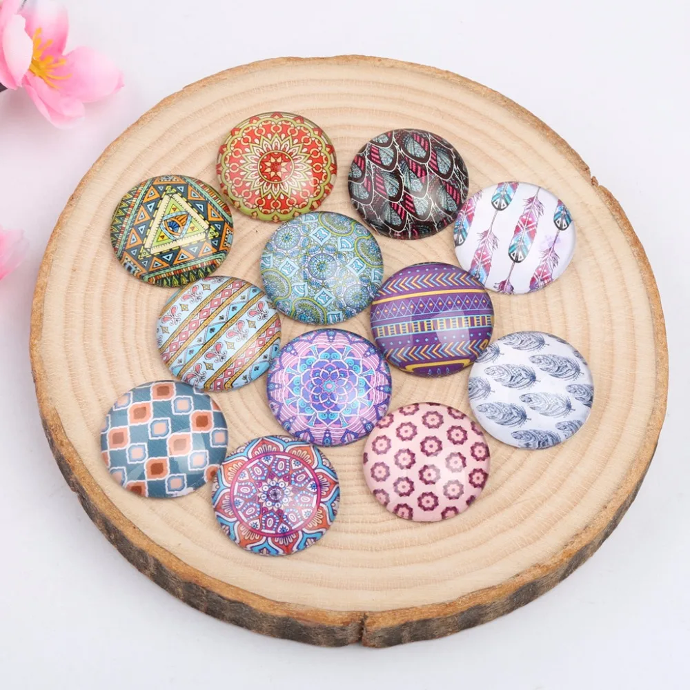 

onwear mixed feather mandala photo round glass cabochons 10mm 12mm 14mm 18mm 20mm diy accessories for earrings bracelets