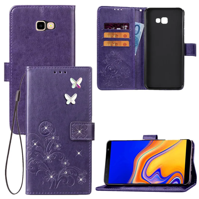 Кожаный чехол бумажник с цветочным узором и надписью Love для Samsung Galaxy J4 A2 Core J2 A70 + J6
