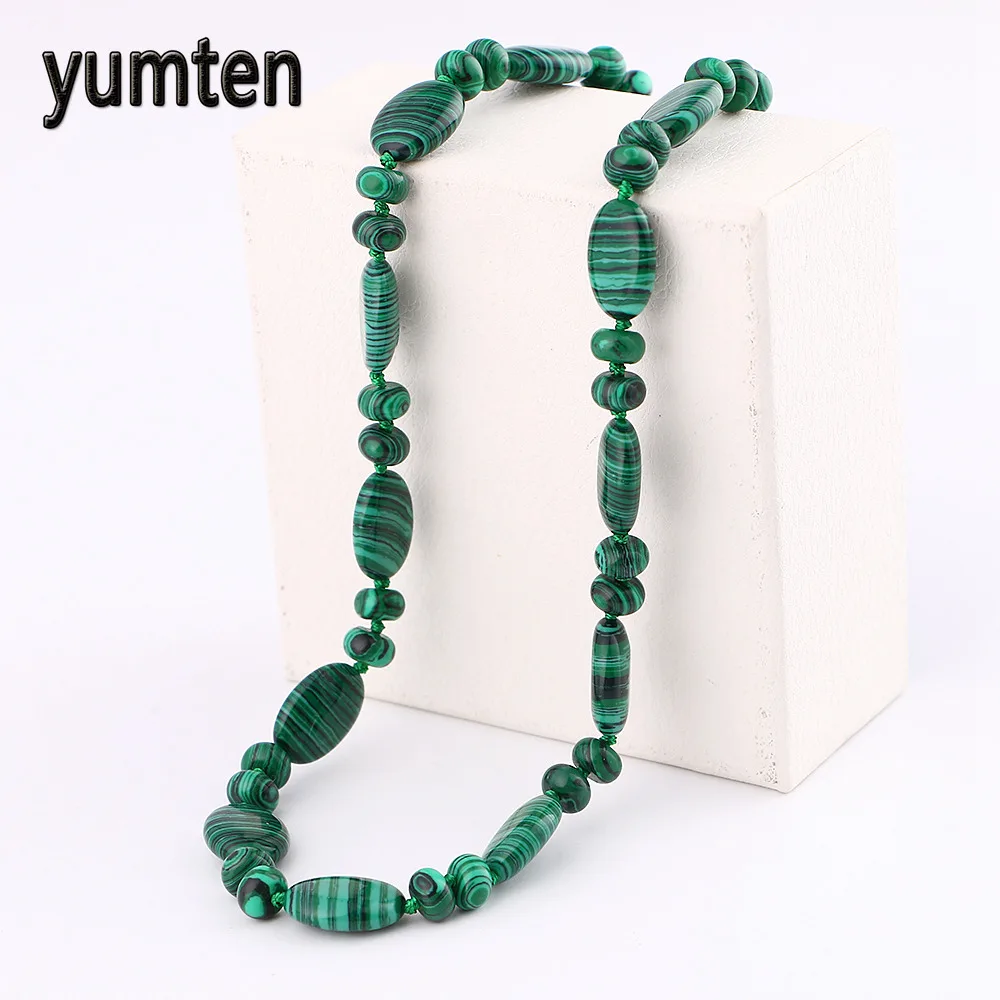Женское Ожерелье с натуральным камнем Yumten Malachite ювелирное изделие кристаллами