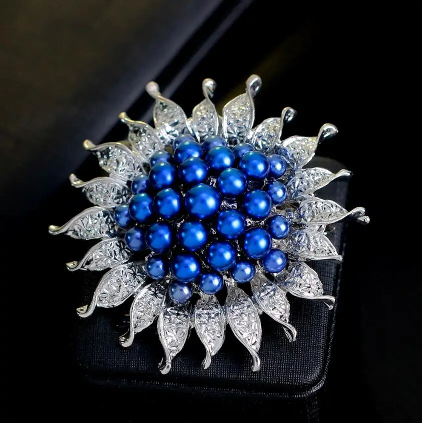 Высококачественная модная брошь в форме подсолнуха имитация жемчуга сплав
