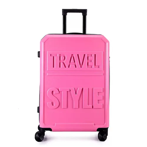 Pink KLQDZMS 20/24 дюймов дорожная Стиль PC Сумки на колёсиках spinner на колесах тележка масштабных дорожных чемоданов, для мужчин и женщин ручной клади чехол - Цвет: Pink